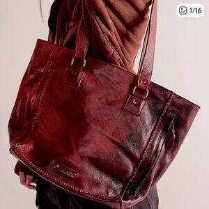 Bed|Stu Celindra Cranberry Red Dye Leather Tote Bag